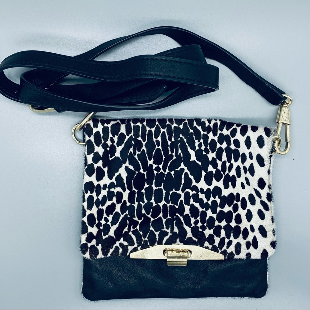 Ann Taylor Black & White Animal Print Crossbody Purse
